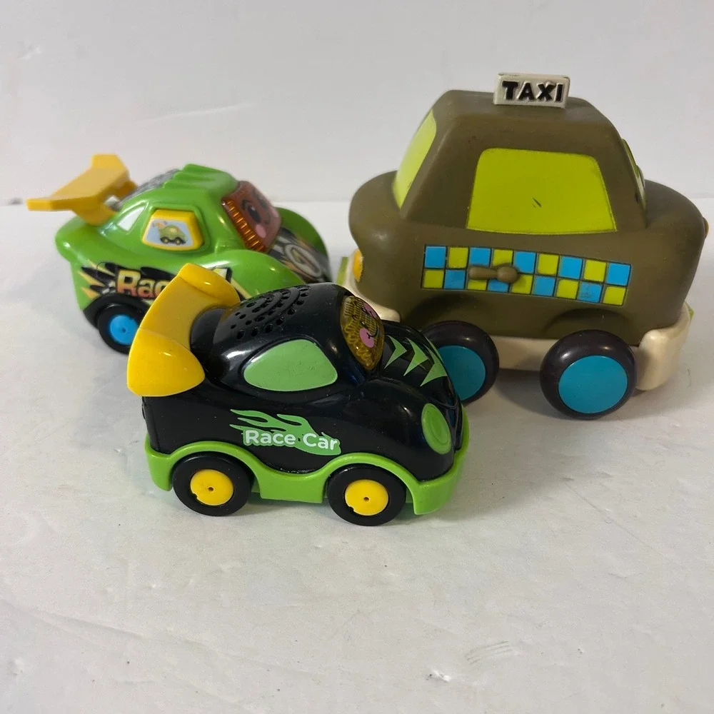 VTech Go Go Smart Wheels Race Cars and B.Toys Taxi Vehicle Lot of 3 Toddler Toys